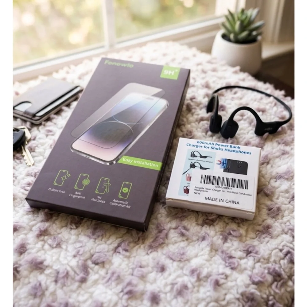 iPhone 17 Pro Privacy Glass 3-Pack + Shokz Magnetic Charger Bundle New